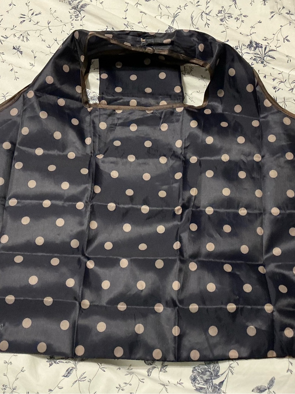 The Best Reusable Tote Bag in Navy and Grey Polka Dot